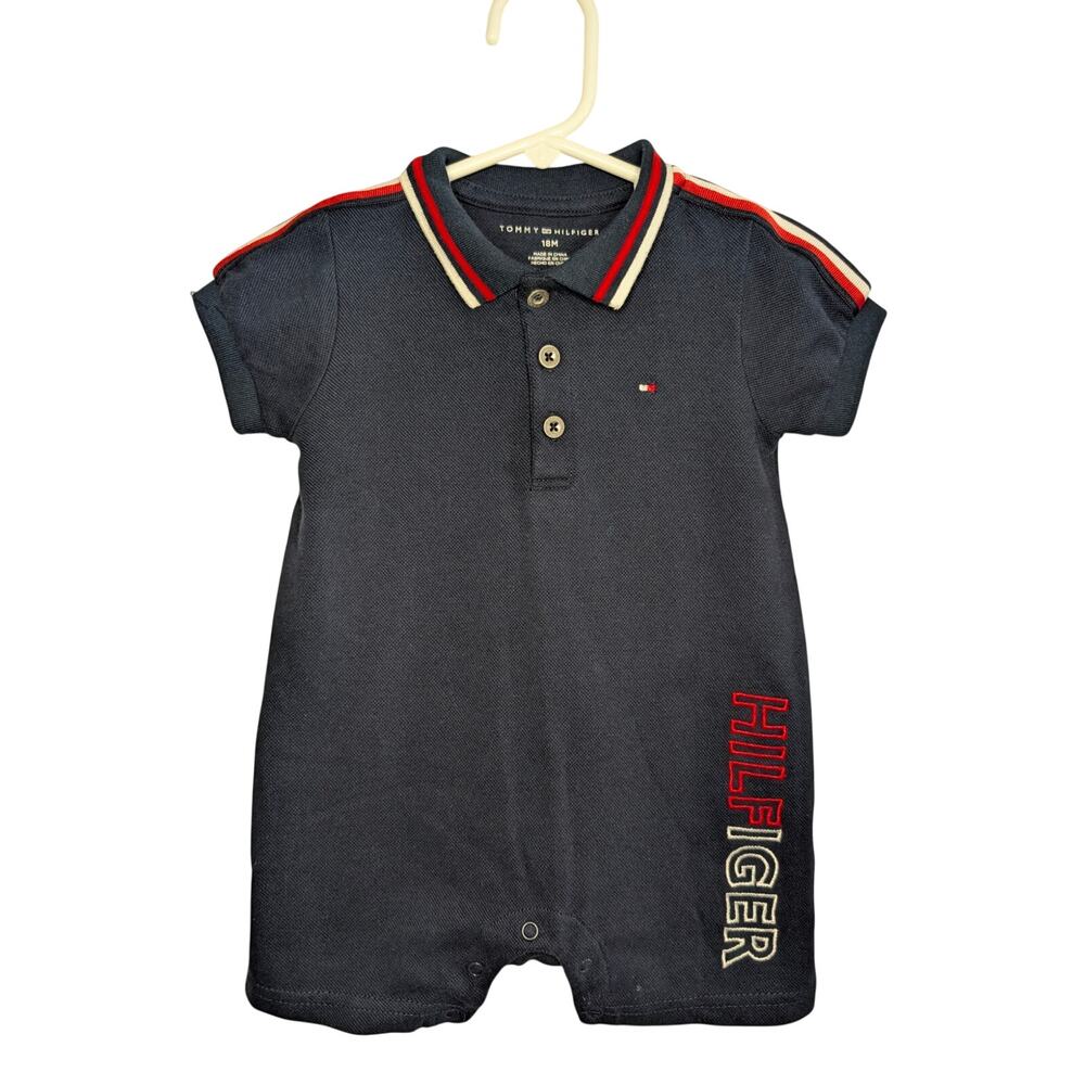 Tommy Hilfiger Infant Boys, Button Down Polo Collar Romper Shorts, Sz 18 mos